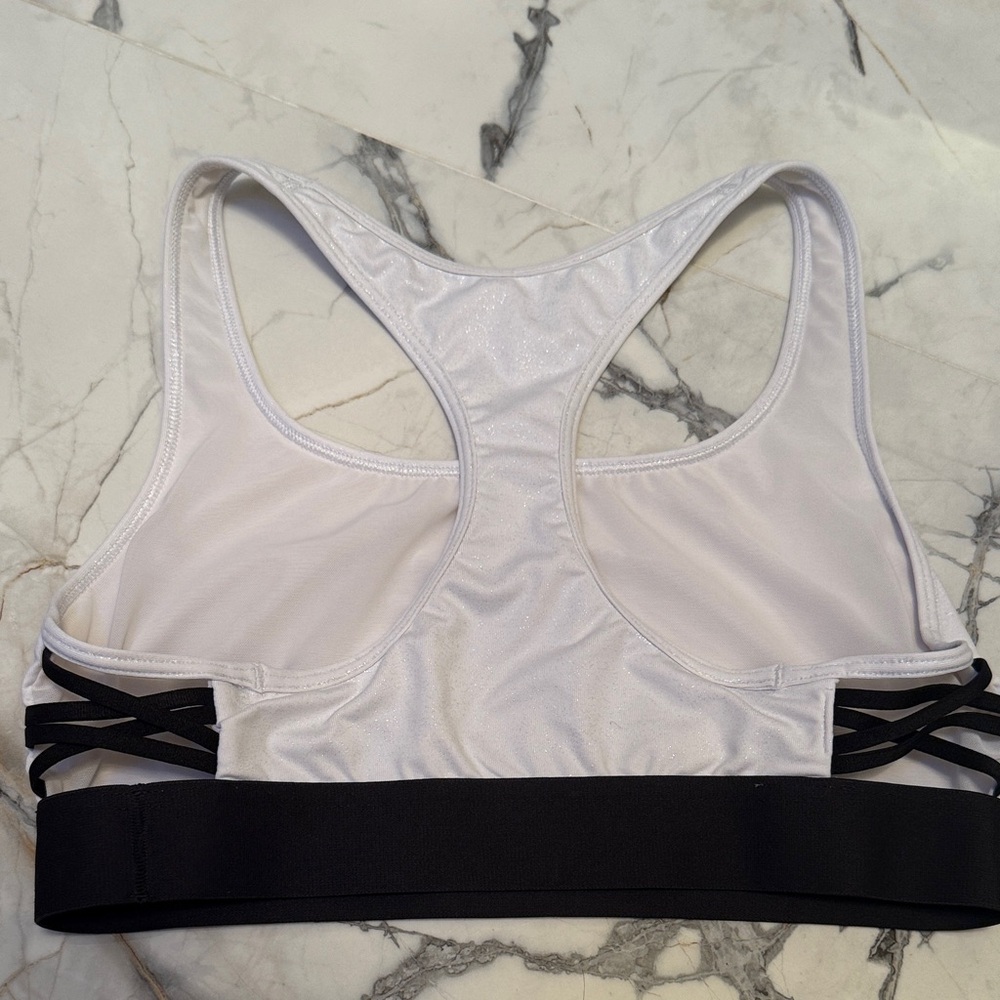 Elegant White Shimmery Sports Bra Like New - Picture 5 of 13